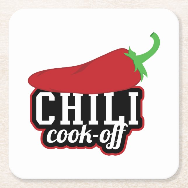 Chili Cook-Off Square Paper Coaster (Front)