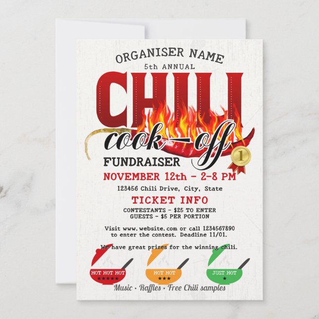 Chili Cookoff Cook Off Fundraiser Community Party Invitation (Front)