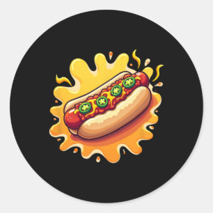 Chili Dog With Jalepenos Design Classic Round Sticker