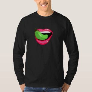Chili Head Pepper In Mouth Hot Spicy Food T-Shirt
