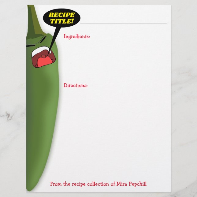 Chili jalepeno poivre mexicain papier recette de n (Devant)