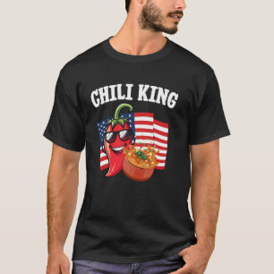 Chili King Pepper USA Flag Humour Cuisine Enthusia T-Shirt