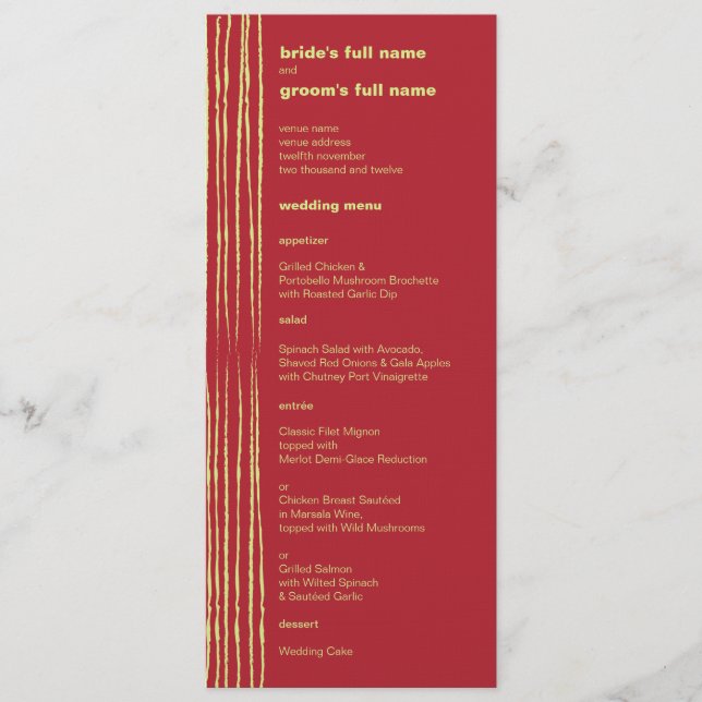 Chili Lemon Wedding Menu (Front)