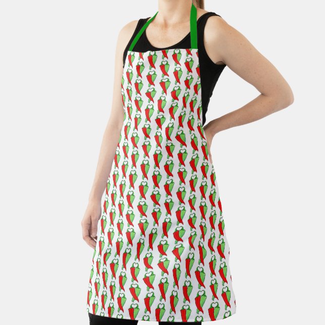Chili Lovers Apron Red or Green? in 3 sizes (Insitu)