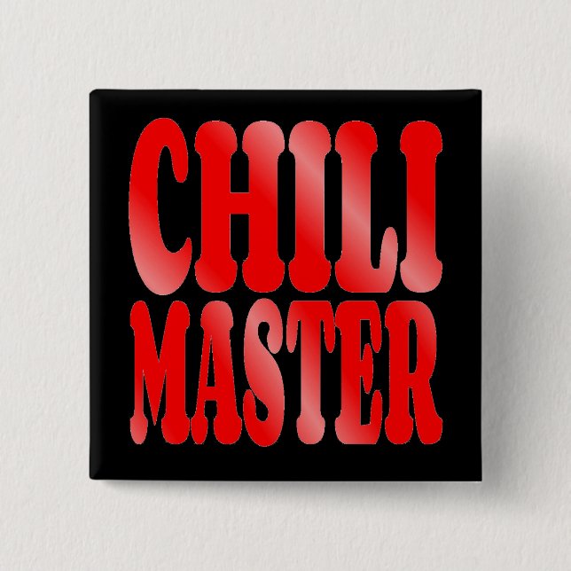 Chili Master in Red 2 Inch Square Button (Front)