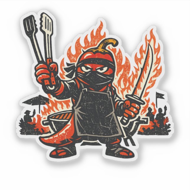 Chili Ninja BBQ Master — Vintage Summer Fire  (Front)