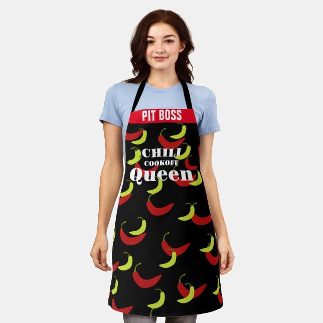  Chili Pepper Aprons, Chili Cook Off Queen Womens Apron (Worn)