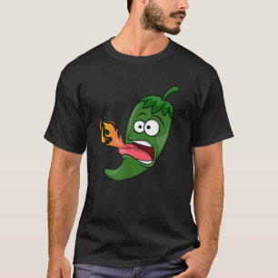 Chili Pepper Breathing Fire Red Hot Funny Cartoon T-Shirt