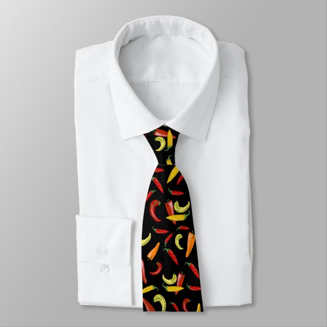 Chili Pepper Capsicum Fruit Neck Tie Fun Colorful (Tied)