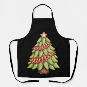 Chili Pepper Christmas Tree Hot Spicy Sauce Xmas Apron