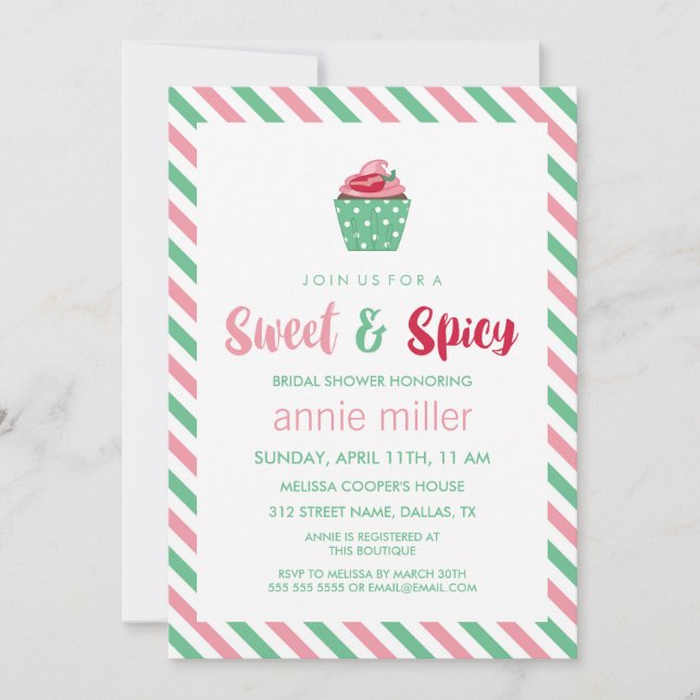 Chili Pepper Cupcake | Sweet & Spicy Bridal Shower Invitation (Front)