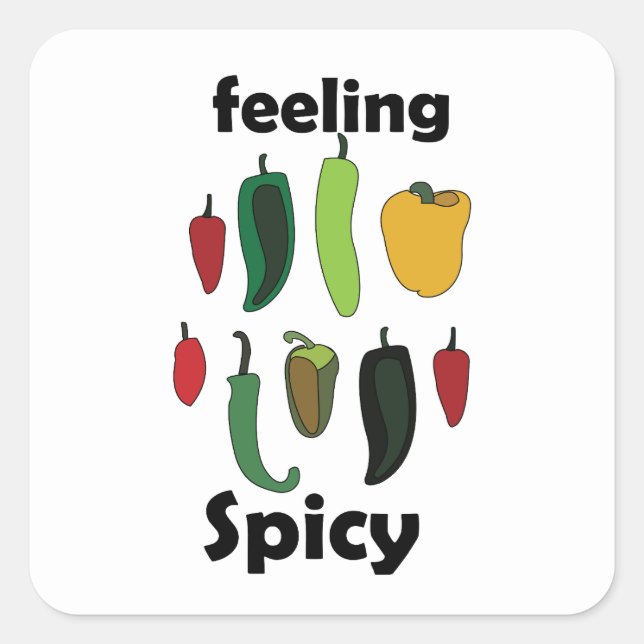 Chili Pepper Feeling Spicy Fiesta Party Square Sticker (Front)