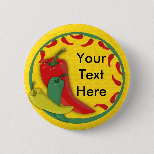 Chili Pepper Group Circle Frame 2 Inch Round Button (Front)