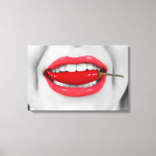 Chili pepper lips canvas print