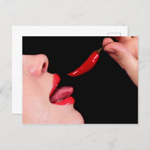 Chili pepper lips postcard