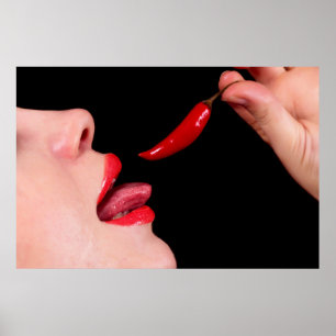 Chili pepper lips poster