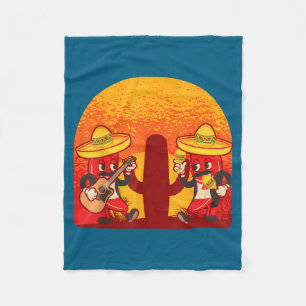 Chili pepper mariachi band red chilis spicy food fleece blanket