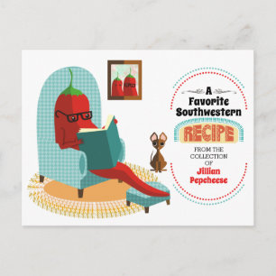 Chili pepper Mexican cooking cookbook recipe card