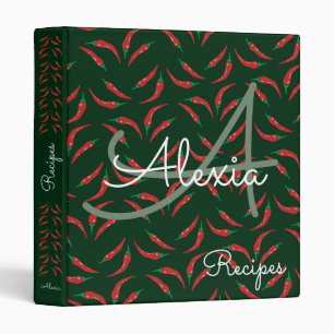 chili pepper & monogram recipes binder