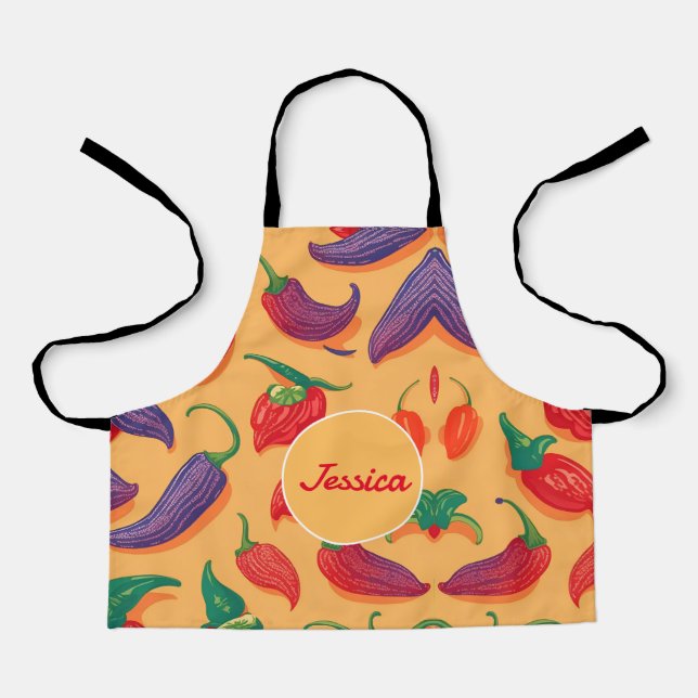 Chili pepper Pastel Colourful Personalized Pattern Apron (Front)