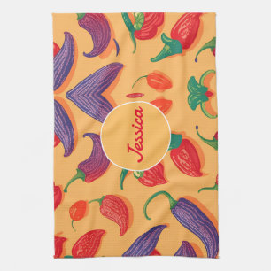 Chili pepper Pastel Colourful Personalized Pattern Kitchen Towel