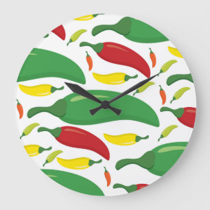 Chili pepper pattern large clock