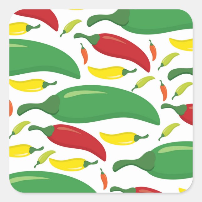 Chili pepper pattern square sticker (Front)