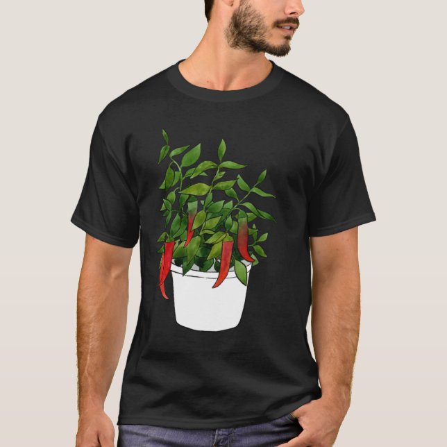 Chili Pepper Plant Peppers Chilli Fruit Red Spicy  T-Shirt (Front)