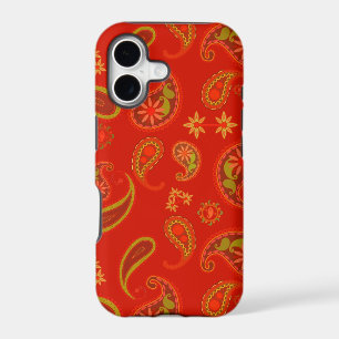 Chili Pepper Red and Lime Green Paisley Pattern
