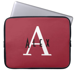 Chili Pepper Red Custom Monogram Laptop Sleeve