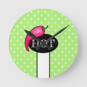 Chili pepper round clock