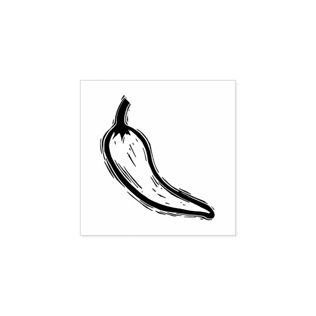 Chili Pepper Vegetable Cooking Rustic Linocut Rubber Stamp (Imprint)