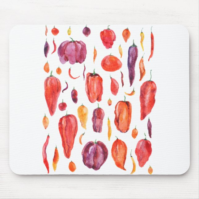chili pepper watercolor mouse pad (Front)