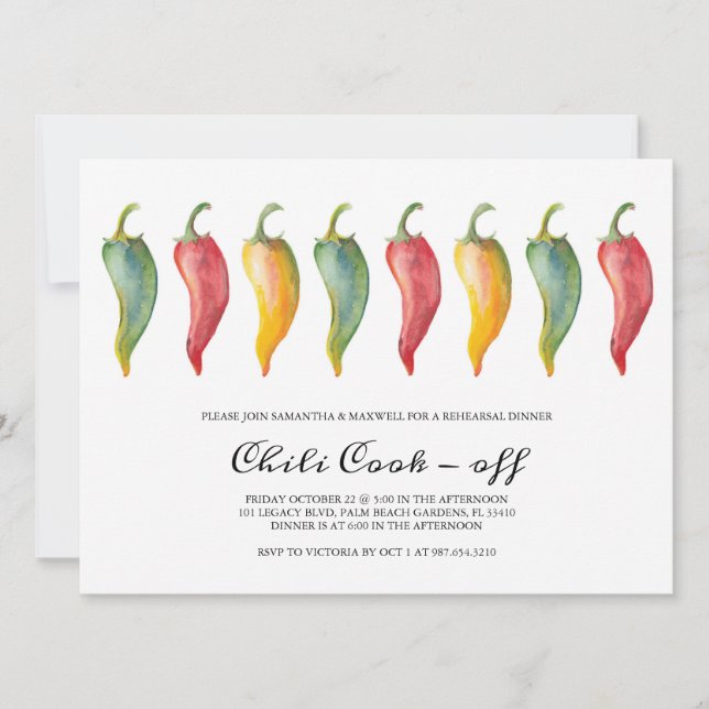 Chili Pepper Wedding Rehearsal Dinner Invite (Front)