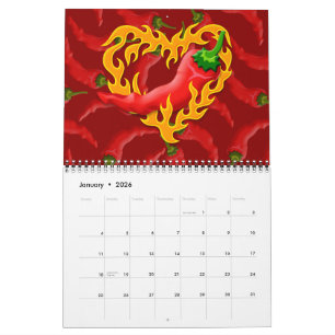 Chili Pepper with Flame Heart Calendar