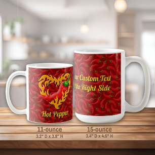 Chili Pepper with Flame Heart Coffee Mug