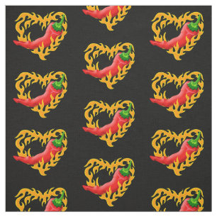 Chili Pepper with Flame Heart Fabric