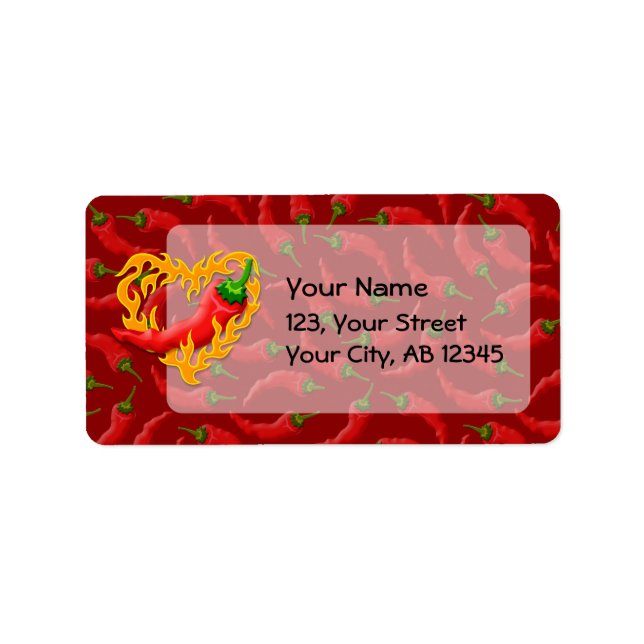 Chili Pepper with Flame Heart Label (Front)