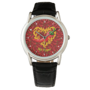 Chili Pepper with Flame Heart Watch