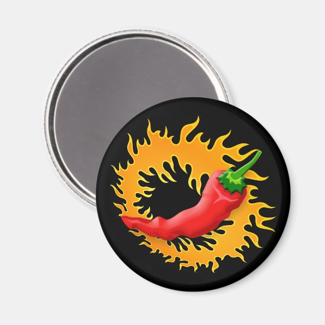 Chili pepper with flame magnet (Front/Back)