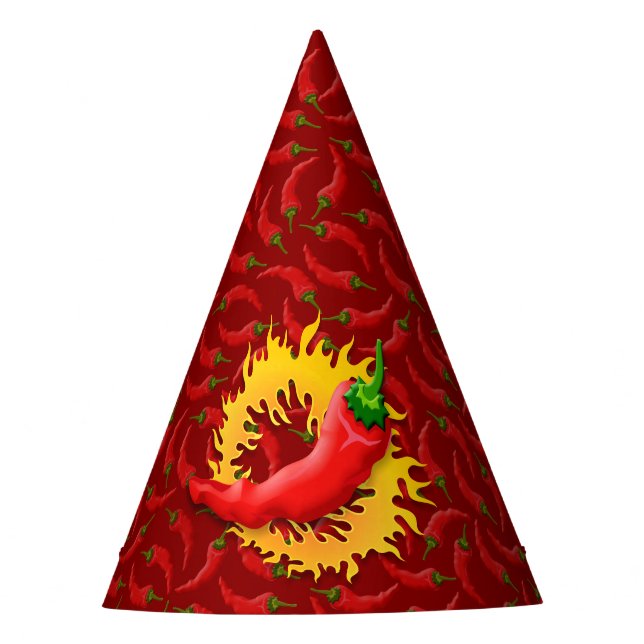 Chili pepper with flame party hat (Front)