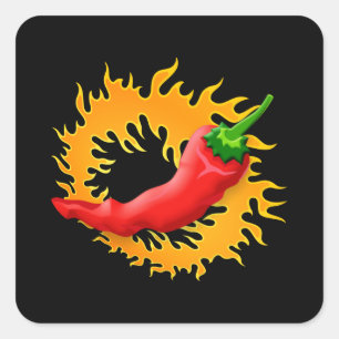 Chili pepper with flame stickers