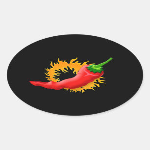 Chili pepper with flame stickers