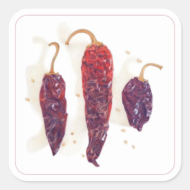 CHILI PEPPERS 3" Square Stickers (Front)