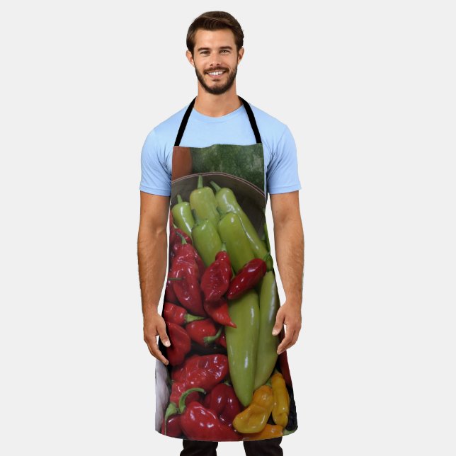 Chili Peppers and Veggies Apron (Worn)