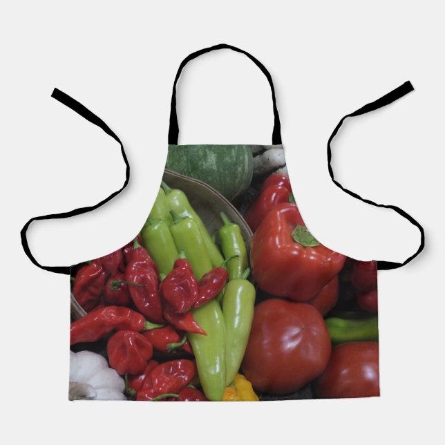 Chili Peppers and Veggies Kids Apron (Front)