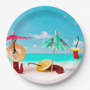 Chili Peppers By The Sea Paper Plate