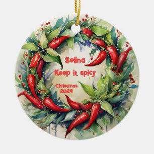 Chili Peppers Christmas Wreath Ornament