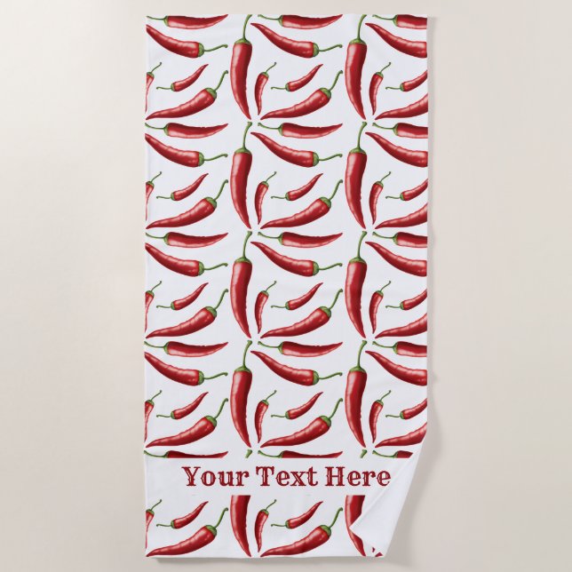 Chili Peppers custom text beach towel (Front)