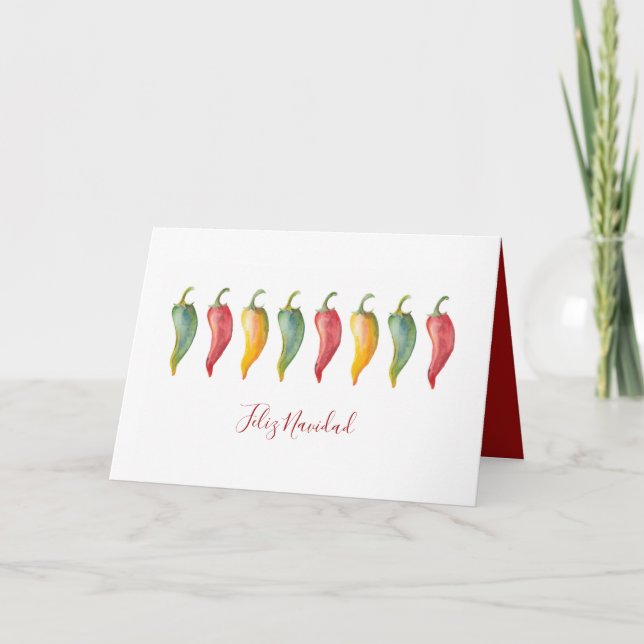 Chili Peppers Feliz Navidad Holiday Card (Front)